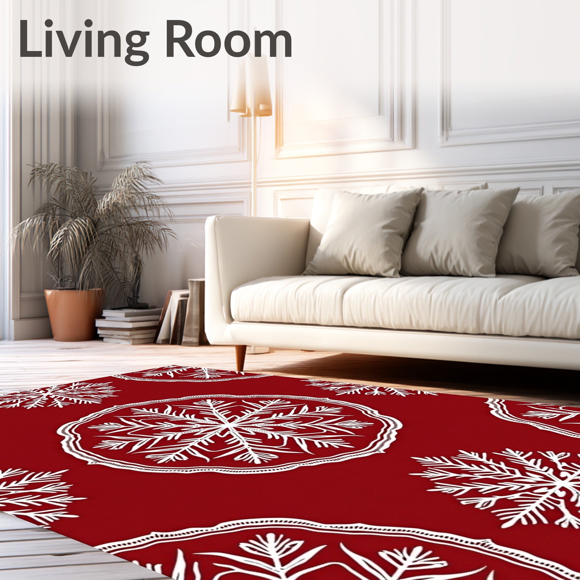 Crimson Snowflake Medallion Pattern Rug