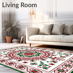 Red Green Vintage Geometric Medallion Rug