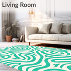 Turquoise Swirl Abstract Pattern Rug