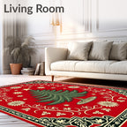 Festive Christmas Tree Floral Border Rug