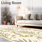 Olive Botanical Patterned Floral Rug