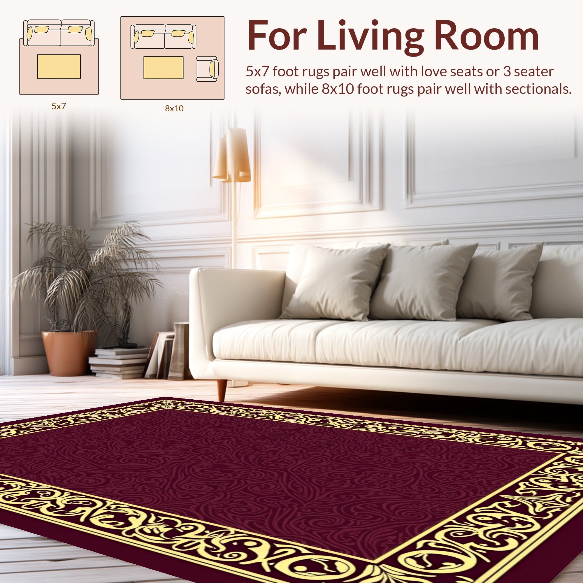 Rich Red Paisley Border Rug