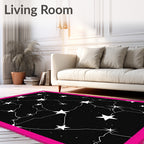 Black Starry Night Geometric Constellation Rug