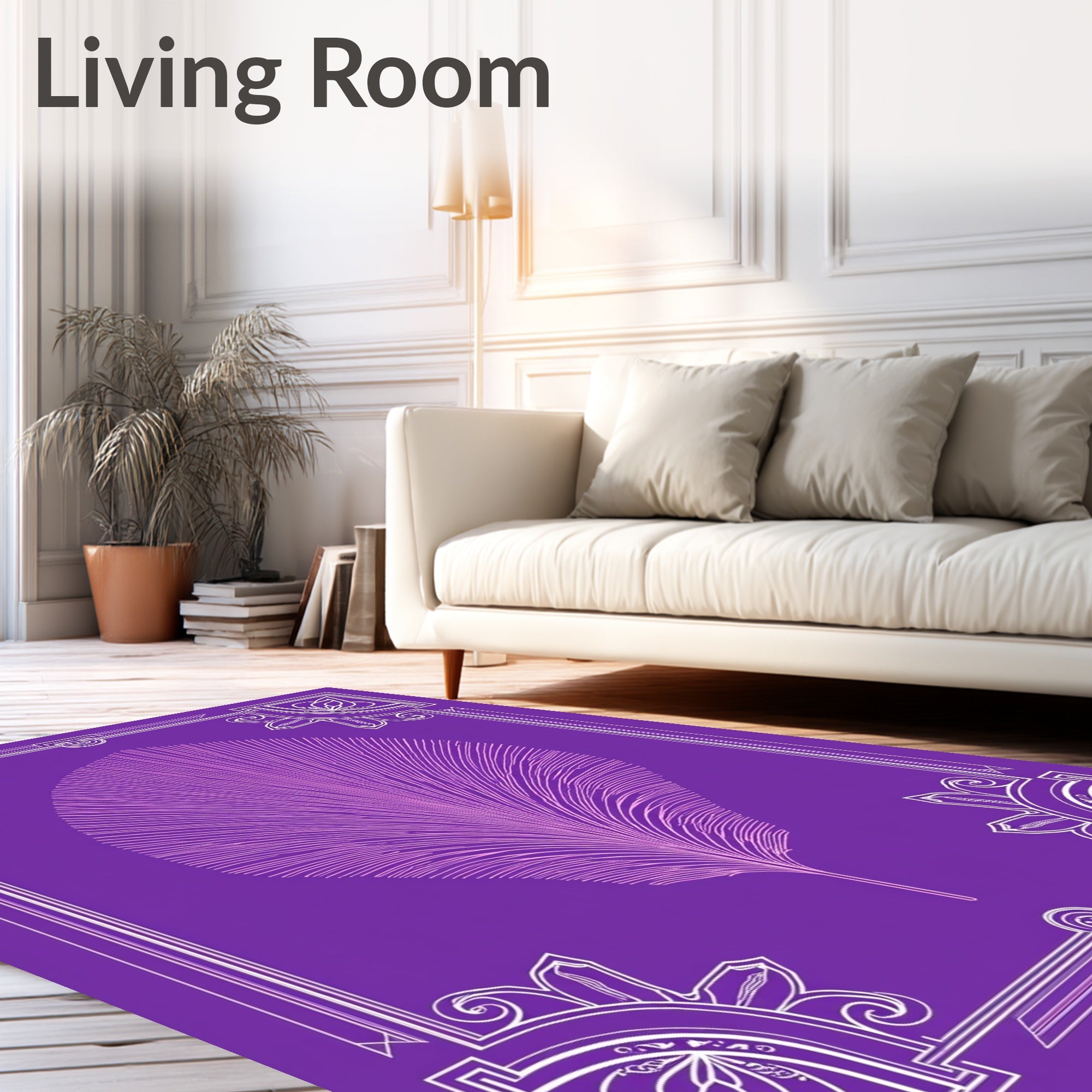 Bold Feather Geometric Pattern Rug