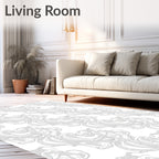 Elegant Scrollwork White Gray Pattern Rug