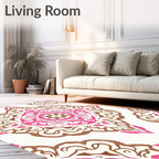 Pink And Brown Floral Medallion Rug