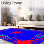 Bold Red Green Splatter Abstract Rug