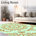 Elegant Orange Swirl Mandala Design Rug