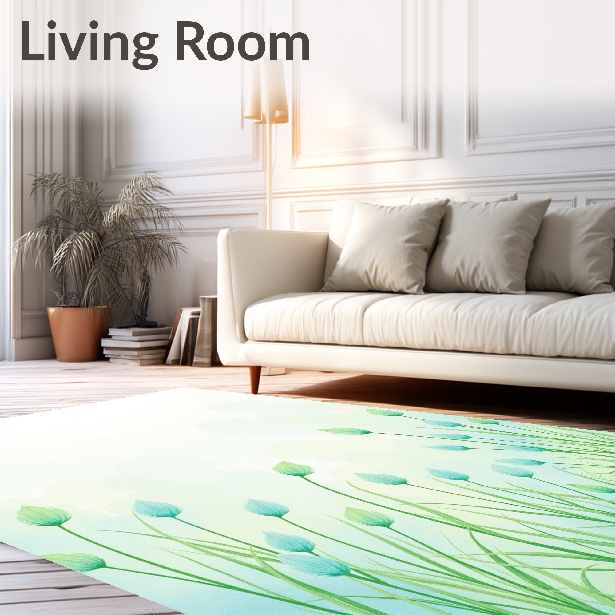 Pastel Floral Watercolor Nature Design Rug