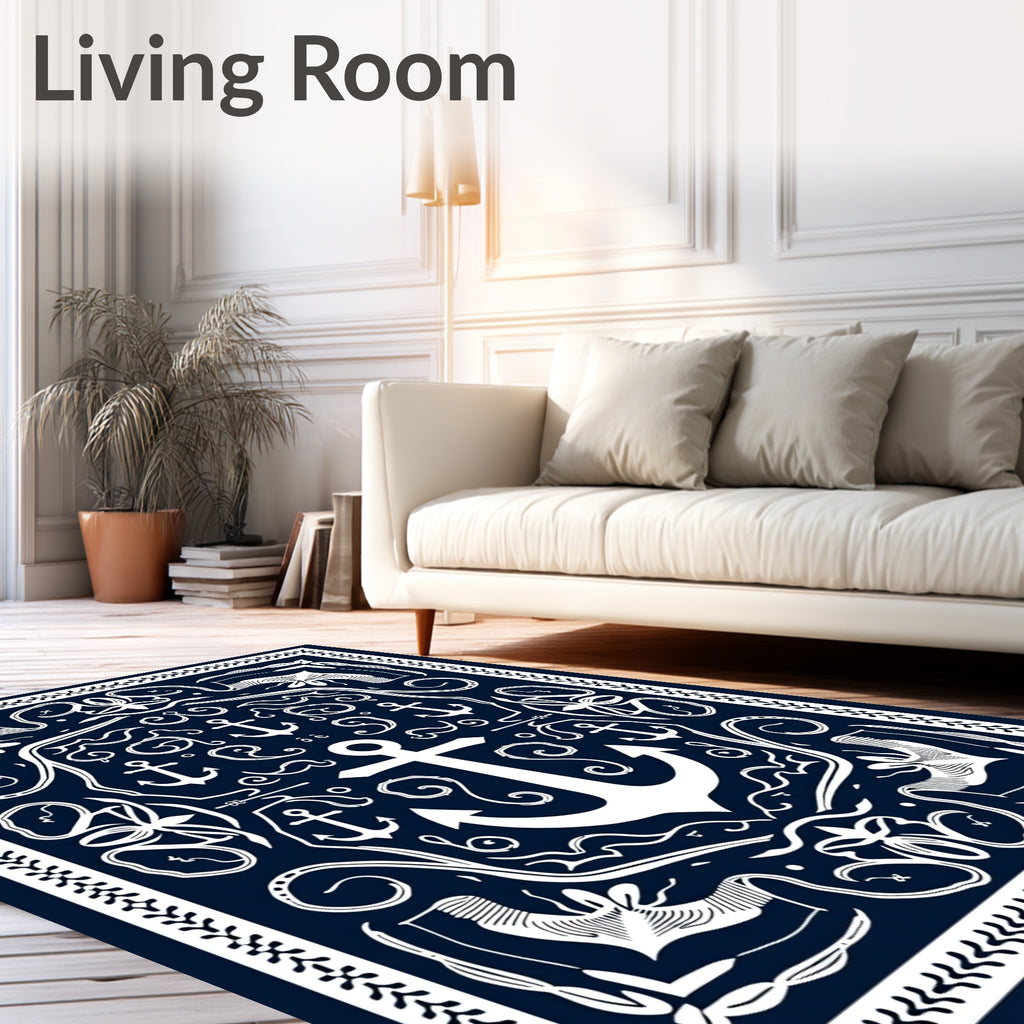 Nautical Anchor Scrollwork Design Rug