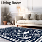Nautical Anchor Scrollwork Design Rug
