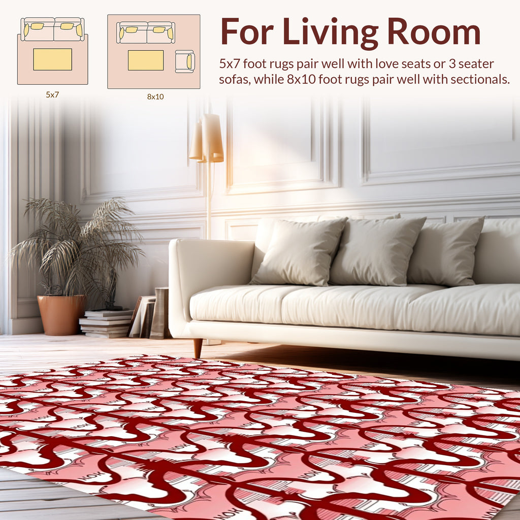 Ornate Crimson Graphic Pattern Rug