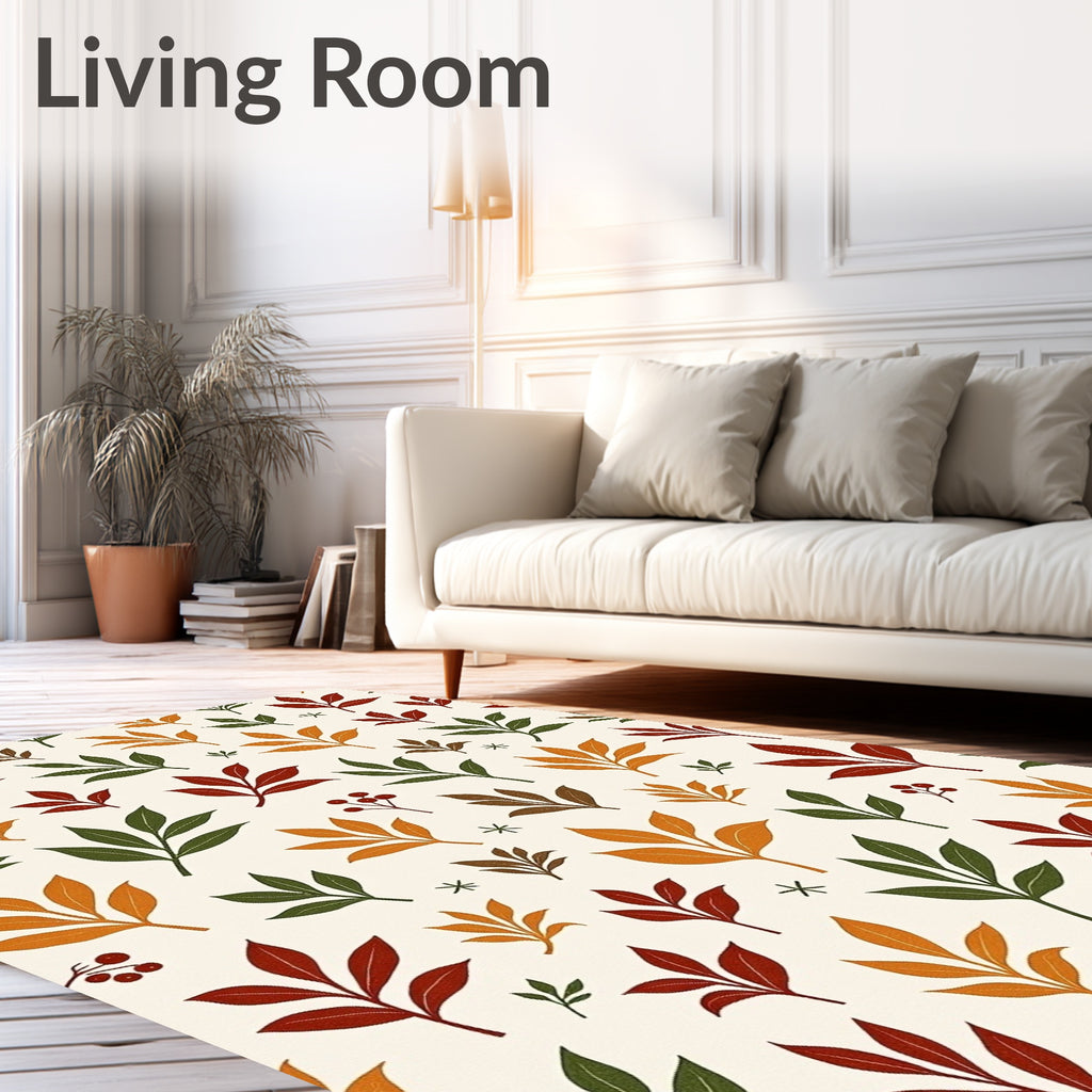 Autumn Leaves And Berries Pattern Rug