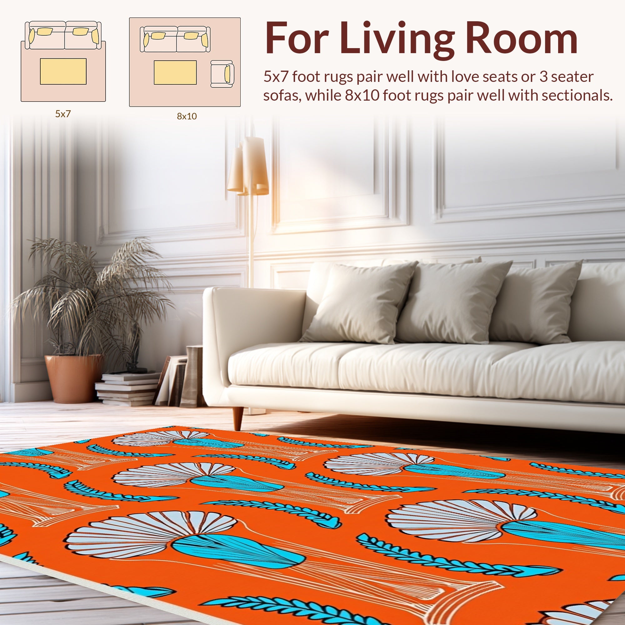 Art Nouveau Fan Leaf Pattern Rug