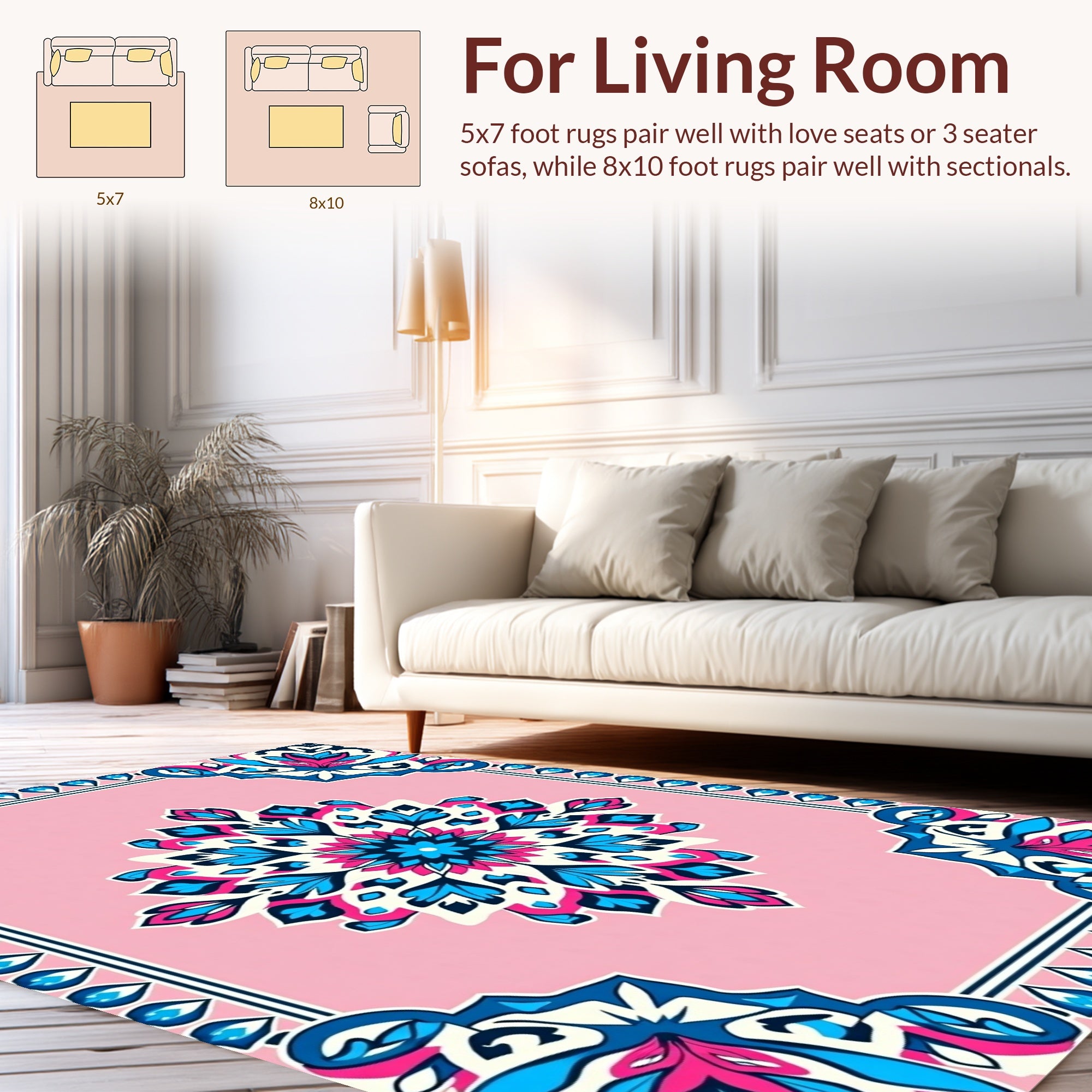 Vibrant Pink Floral Medallion Pattern Rug