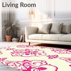 Pink Floral Damask Pattern Rug