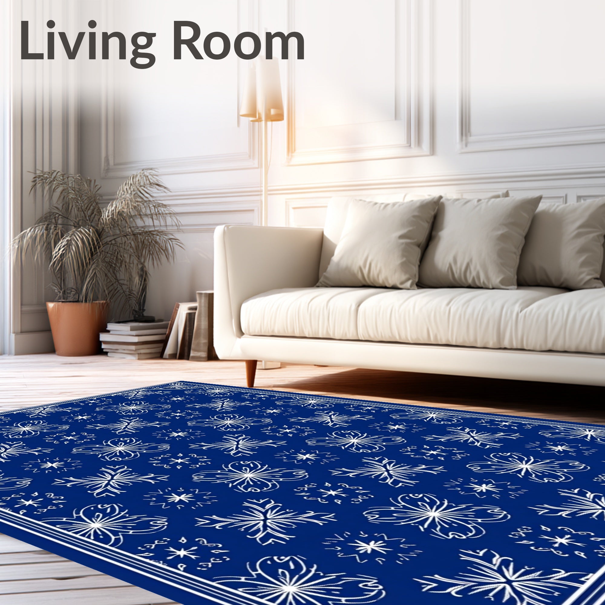 Lapis White Floral Labyrinth Rug