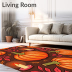 Harvest Pumpkins With Candle Accents Tile Rug
