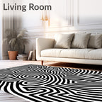 Abstract Black White Swirl Pattern Rug