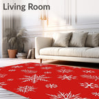 Red White Snowflake Winter Pattern Rug