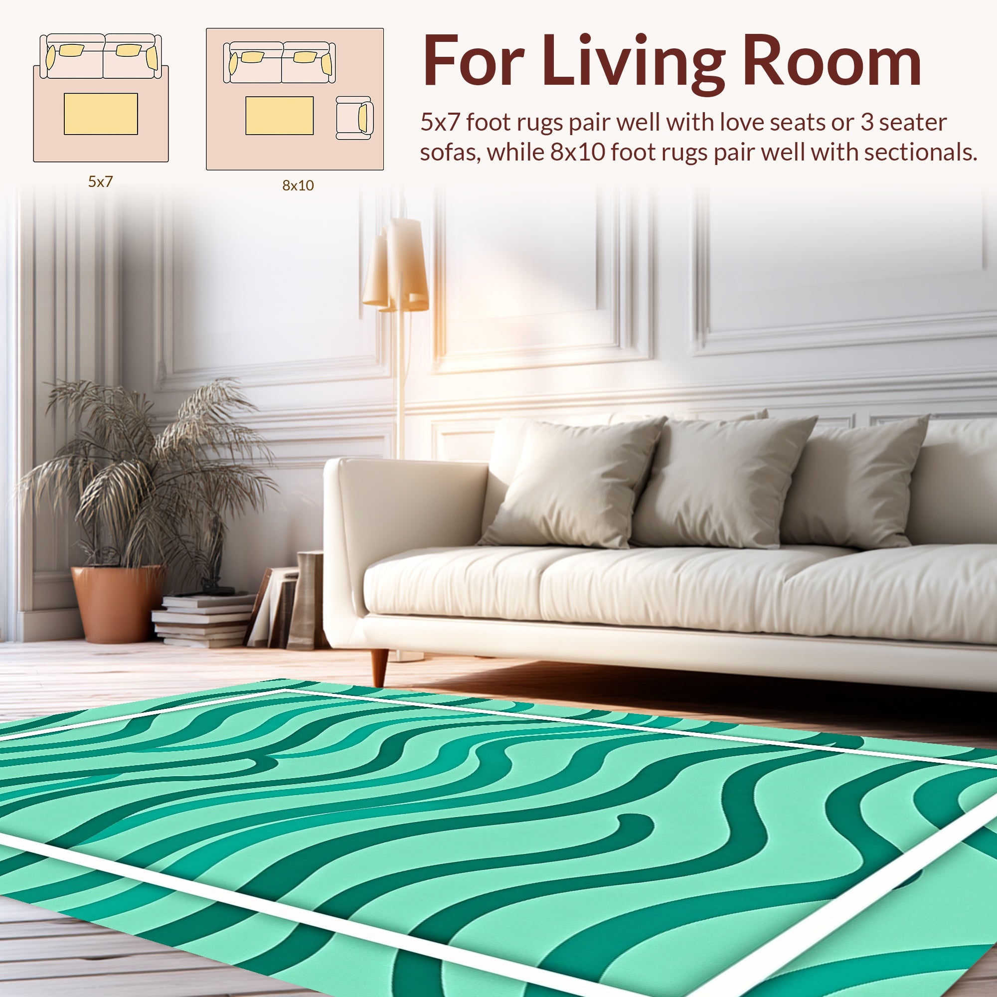 Aqua Wave Pattern Rug
