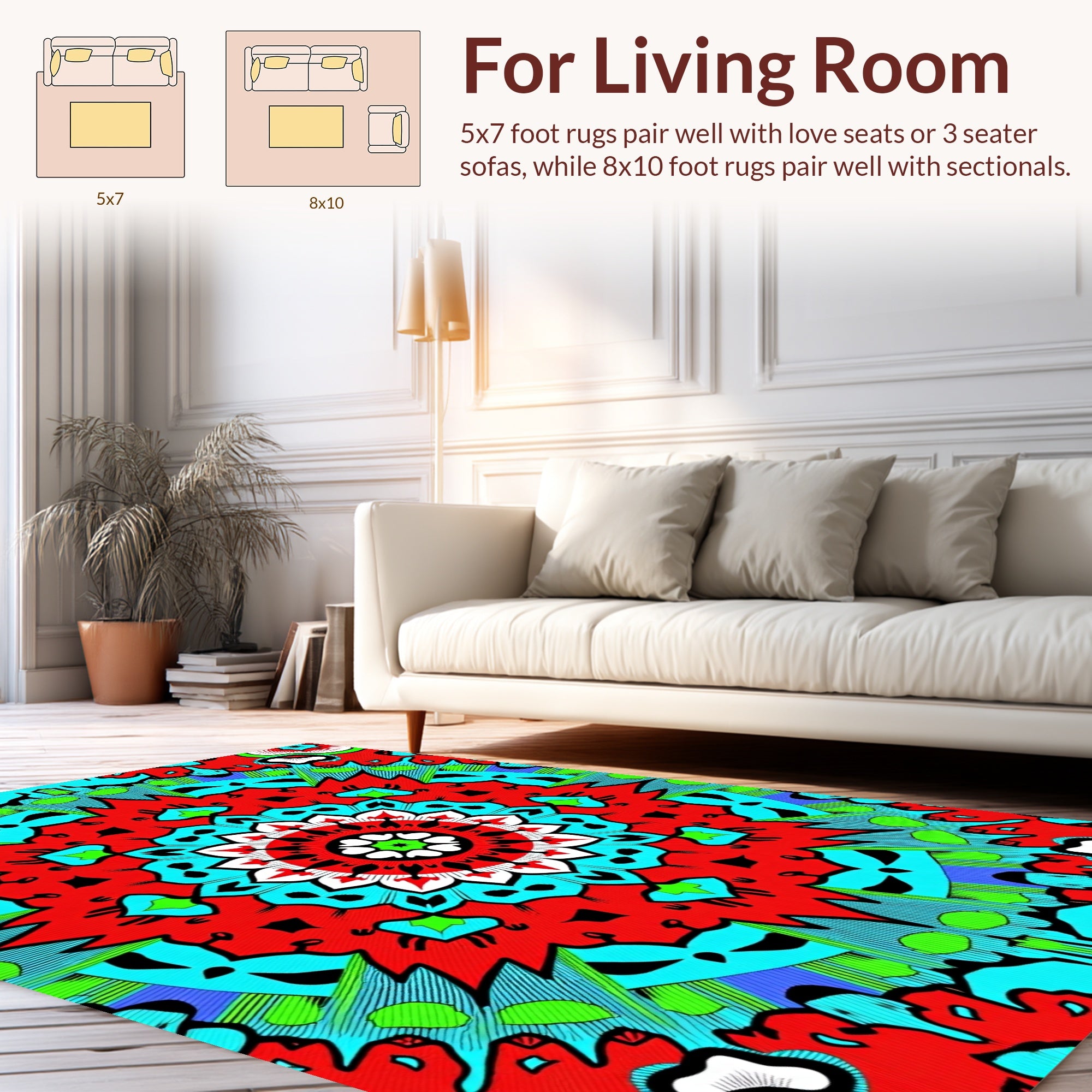 Vibrant Abstract Mandala Design Rug