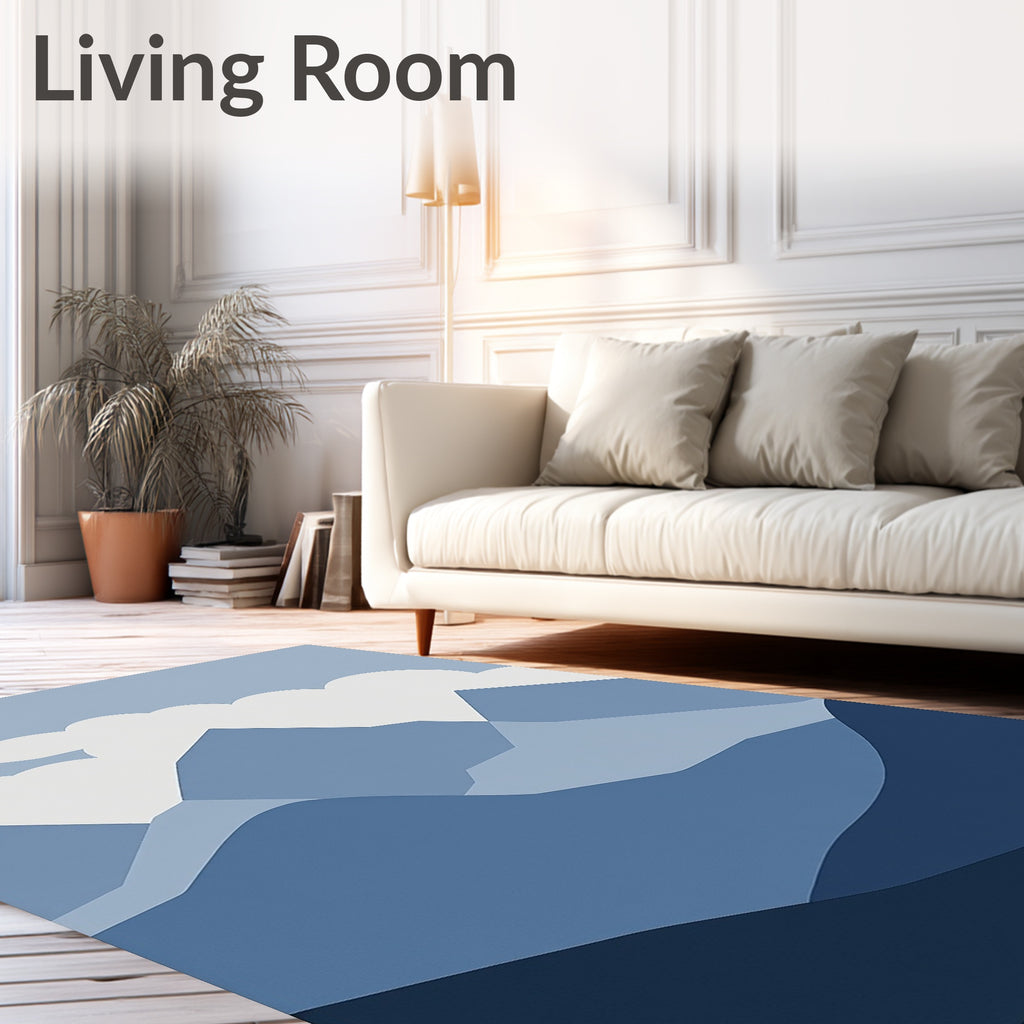 Blue Mountain Range Abstract Design Rug