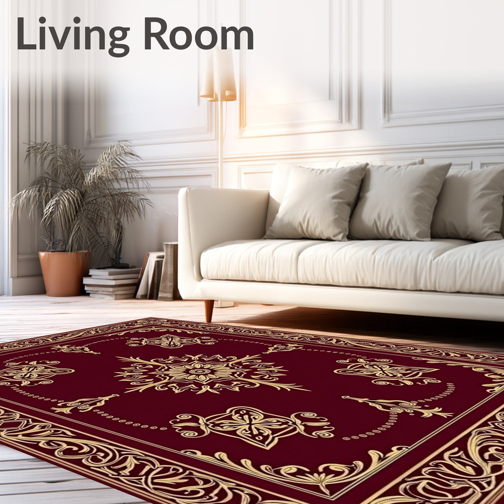 Ornate Golden Floral Lattice Design Rug