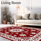 Classic Deep Red Snowflake Pattern Rug