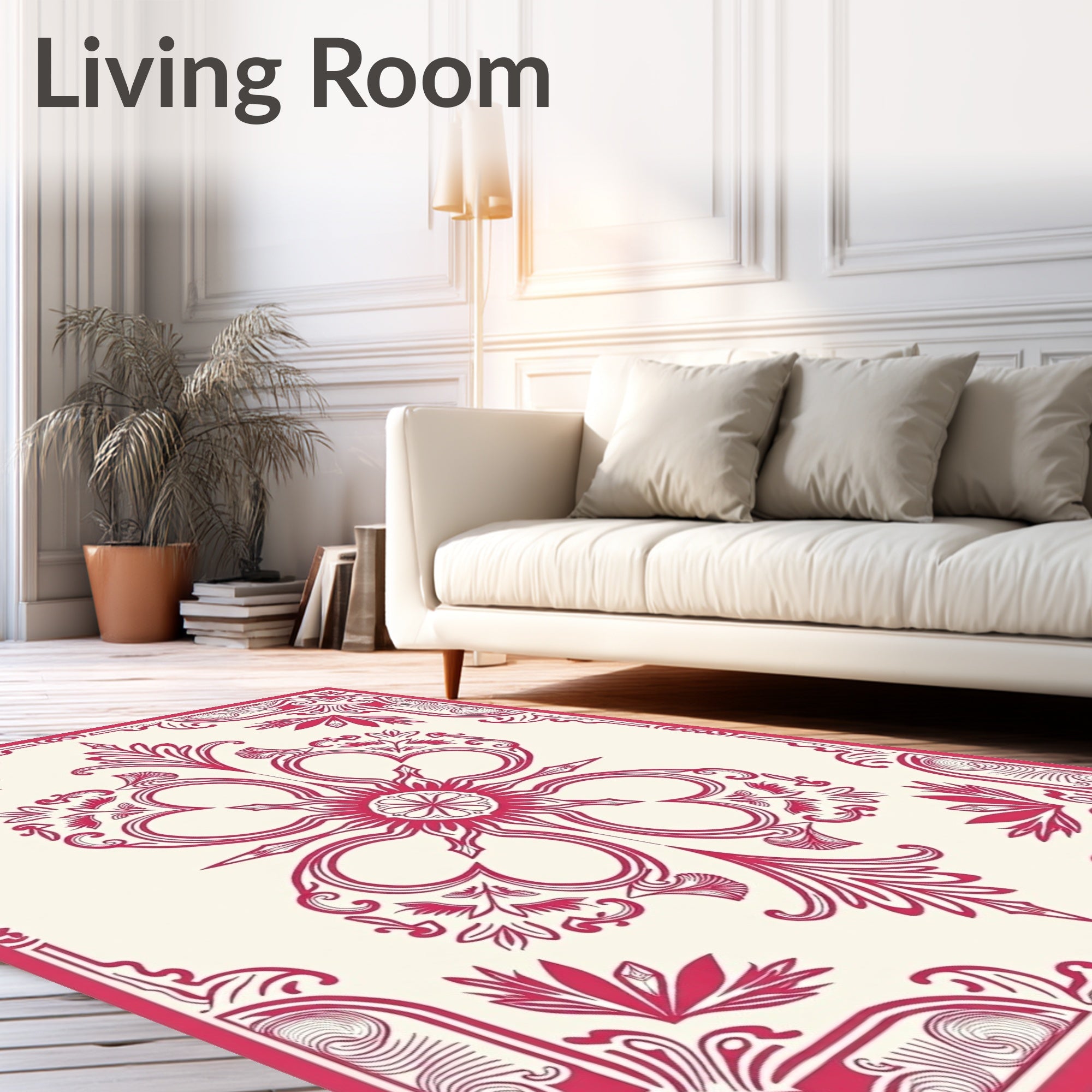 Ornate Floral Scrollwork Design Rug