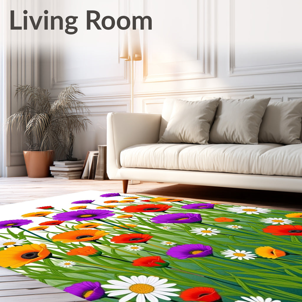 Vibrant Meadow Floral Garden Pattern Rug