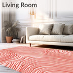 Wavy Red Striped Organic Pattern Rug