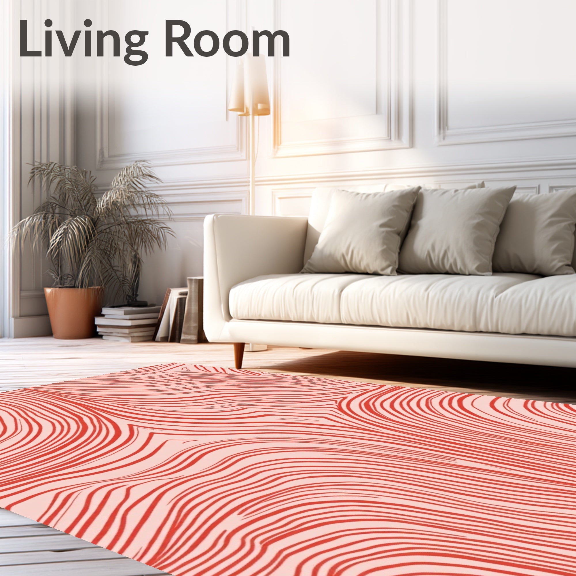 Wavy Red Striped Organic Pattern Rug