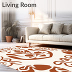 Ornate Terracotta Floral Medallion Pattern Rug