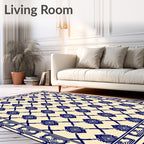 Classic Blue Beige Diamond Pattern Rug