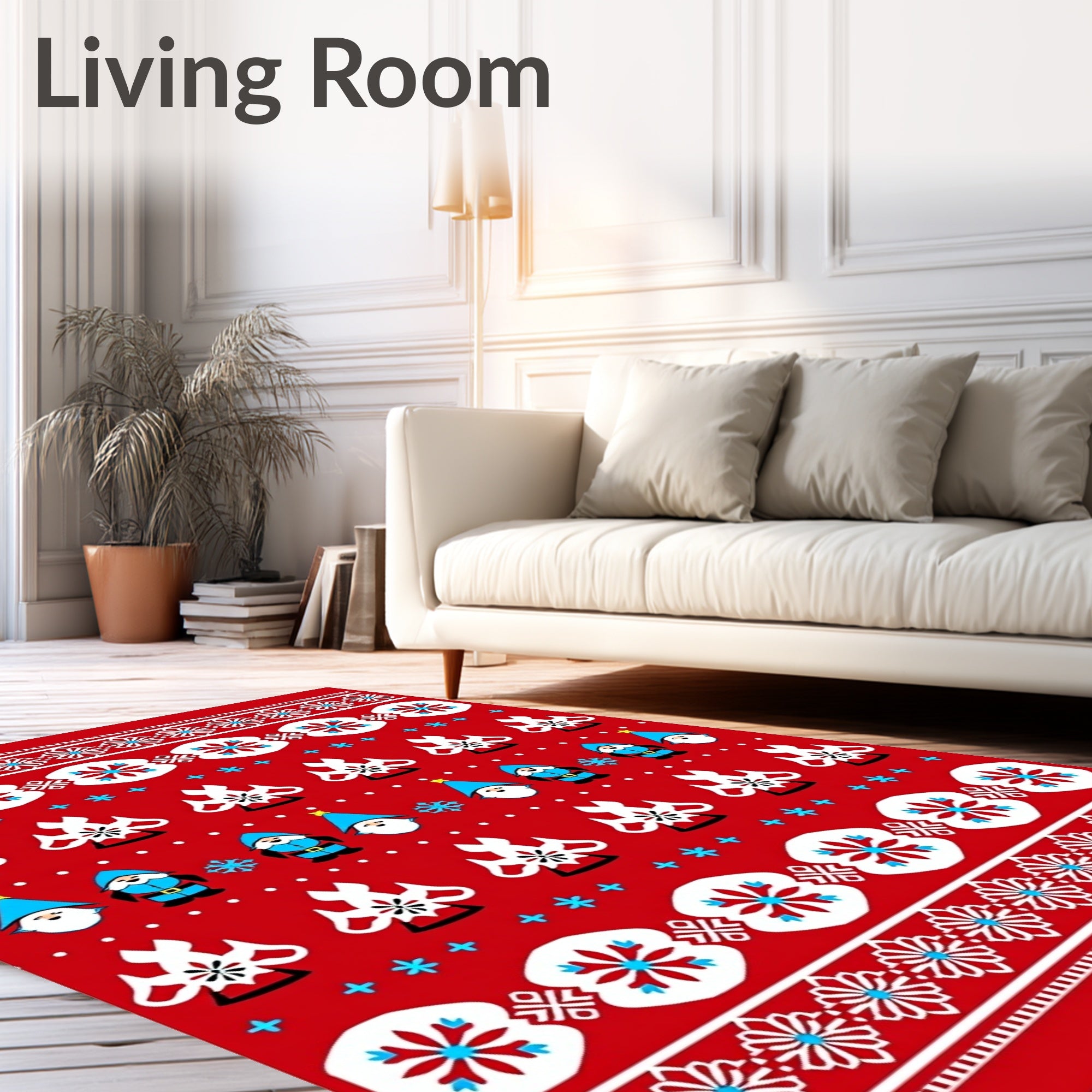 Red White Blue Gnome Snowflake Jacquard Rug