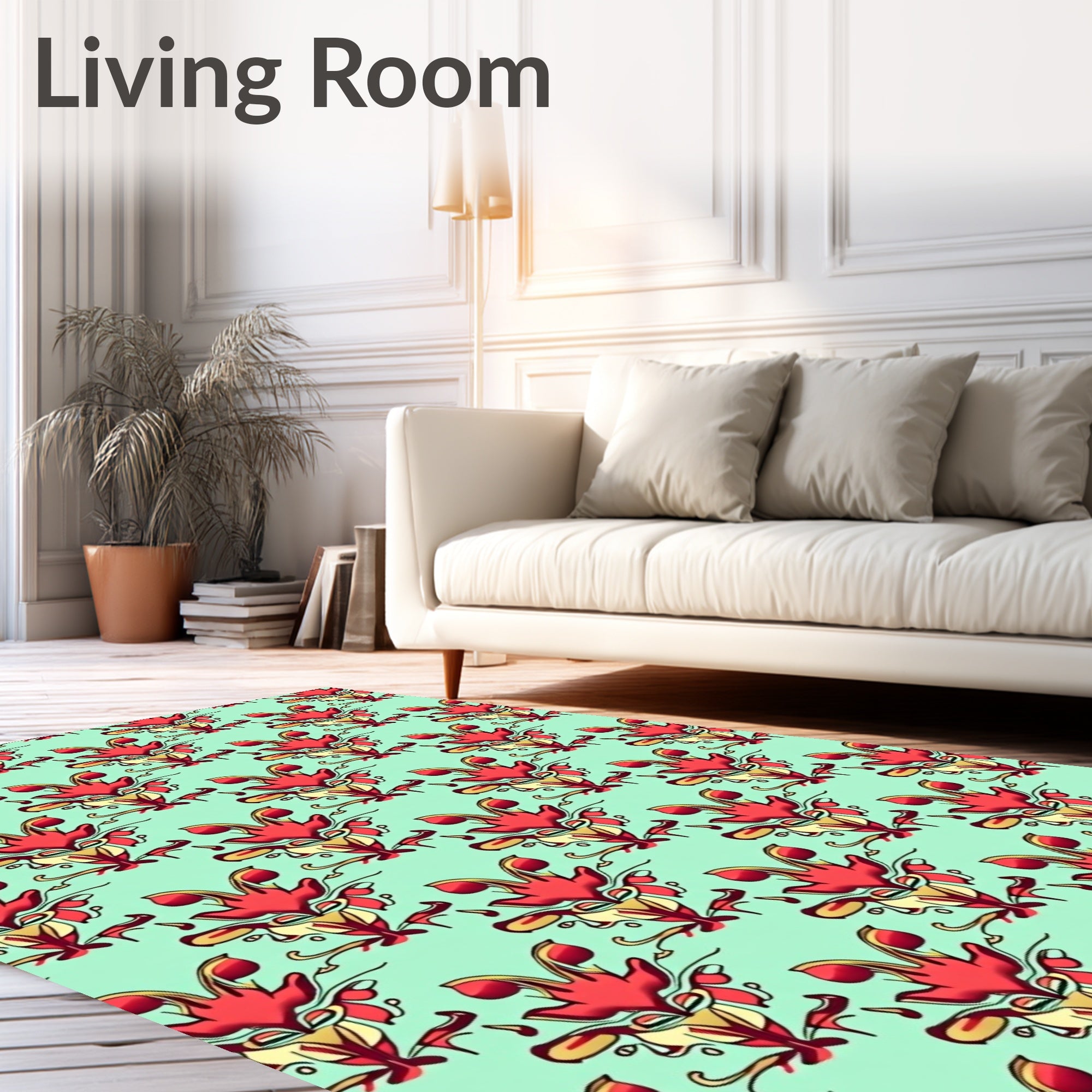 Red Golden Symmetry Pattern Design Rug