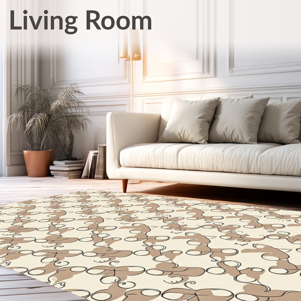 Neutral Tan Organic Swirl Collection Rug