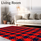 Bold Red And Navy Checkered Design Rug
