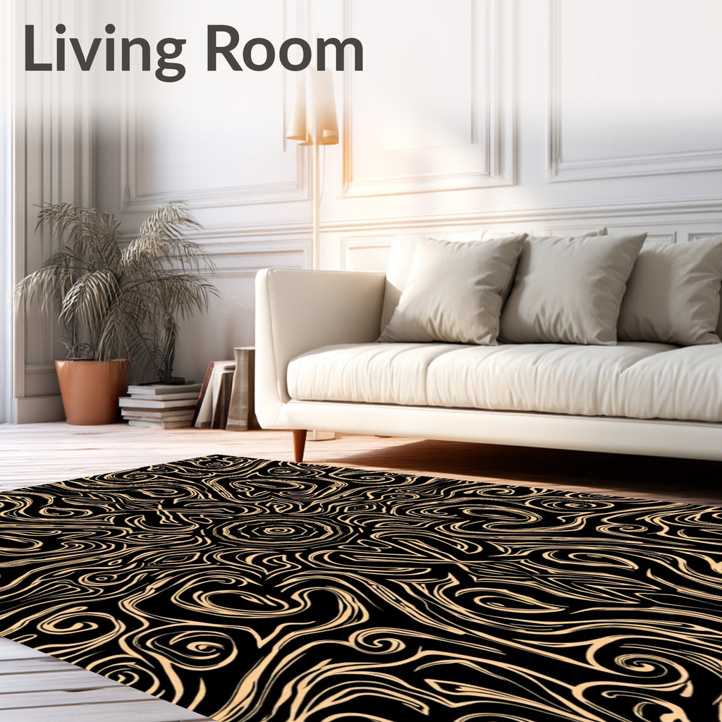 Intricate Swirls Lines Pattern Rug