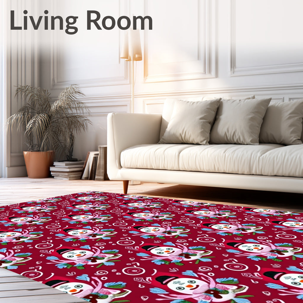 Whimsical Snowman Pattern Design Rug