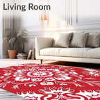 Bold Red White Floral Radiance Design Rug