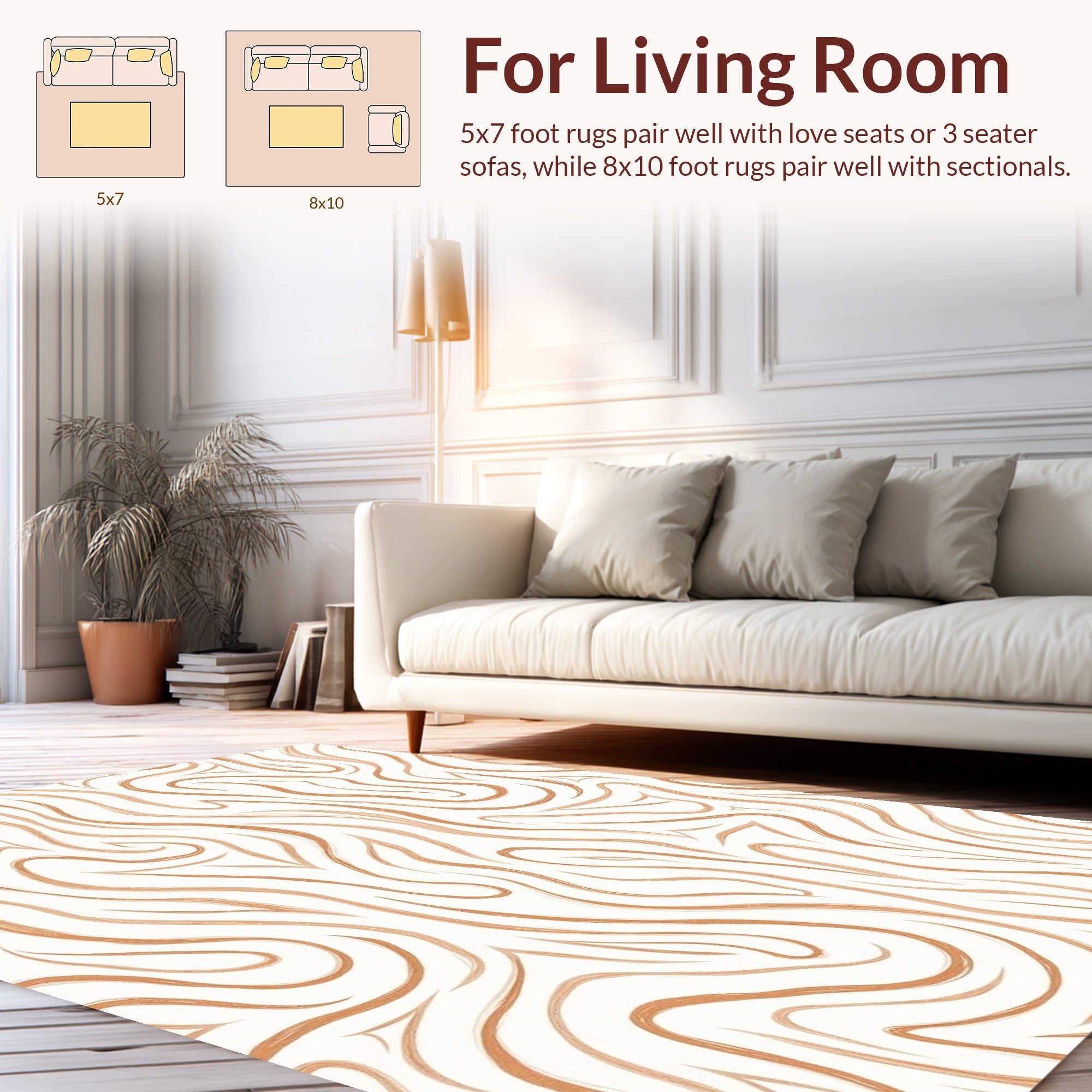 Organic Swirls Abstract Brushstroke Rug