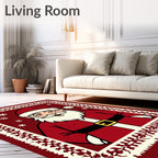 Festive Santa Claus Floral Border Design Rug