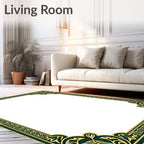 Elegant Emerald Gold Scrollwork Rug