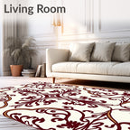Rich Burgundy Classic Floral Damask Rug