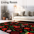Red Bells Festive Holiday Pattern Rug