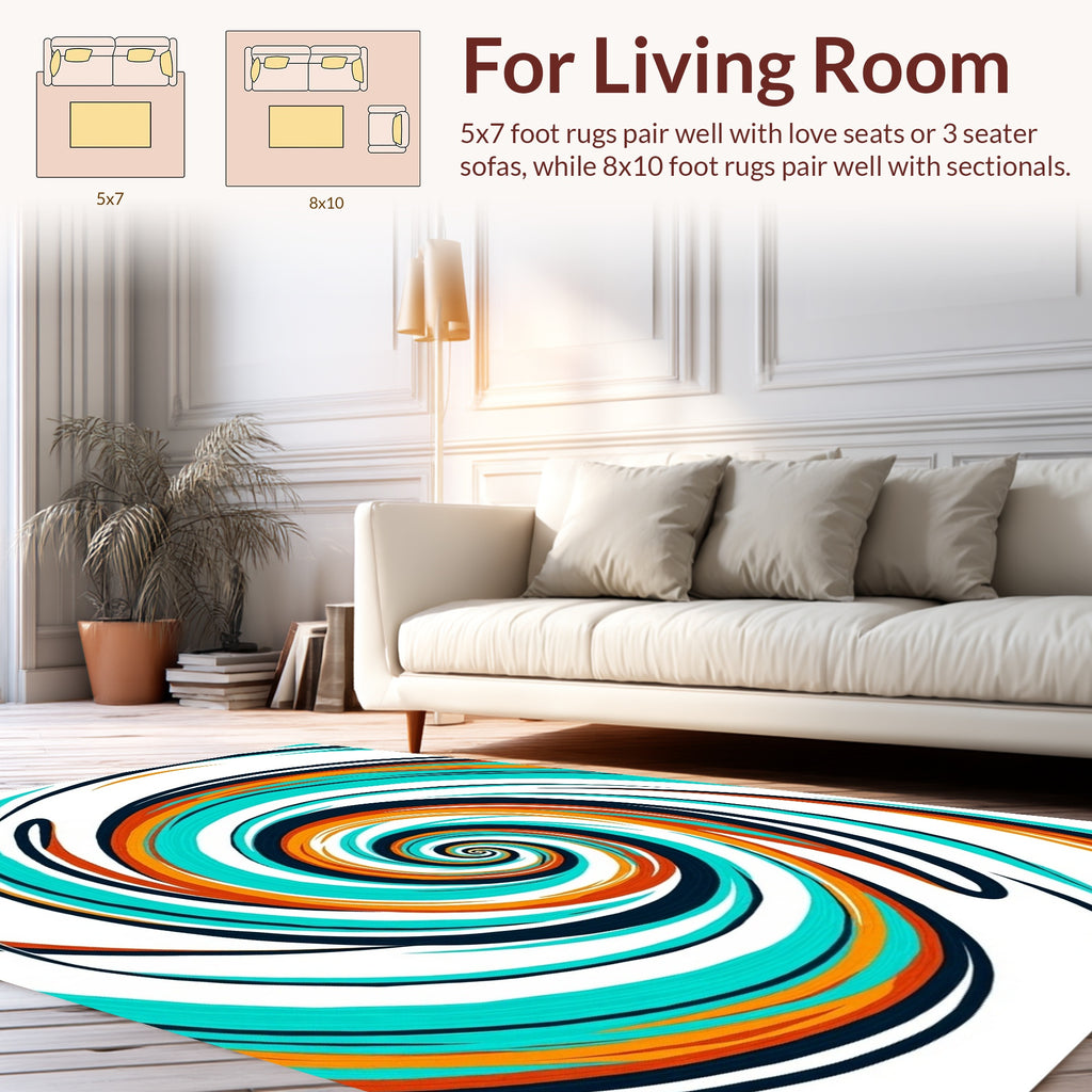 Vivid Swirls Teal Orange Rug
