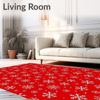 Winter Snowflake Pattern Red Rug