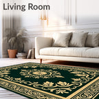 Ornate Floral Bordered Medallion Design Rug